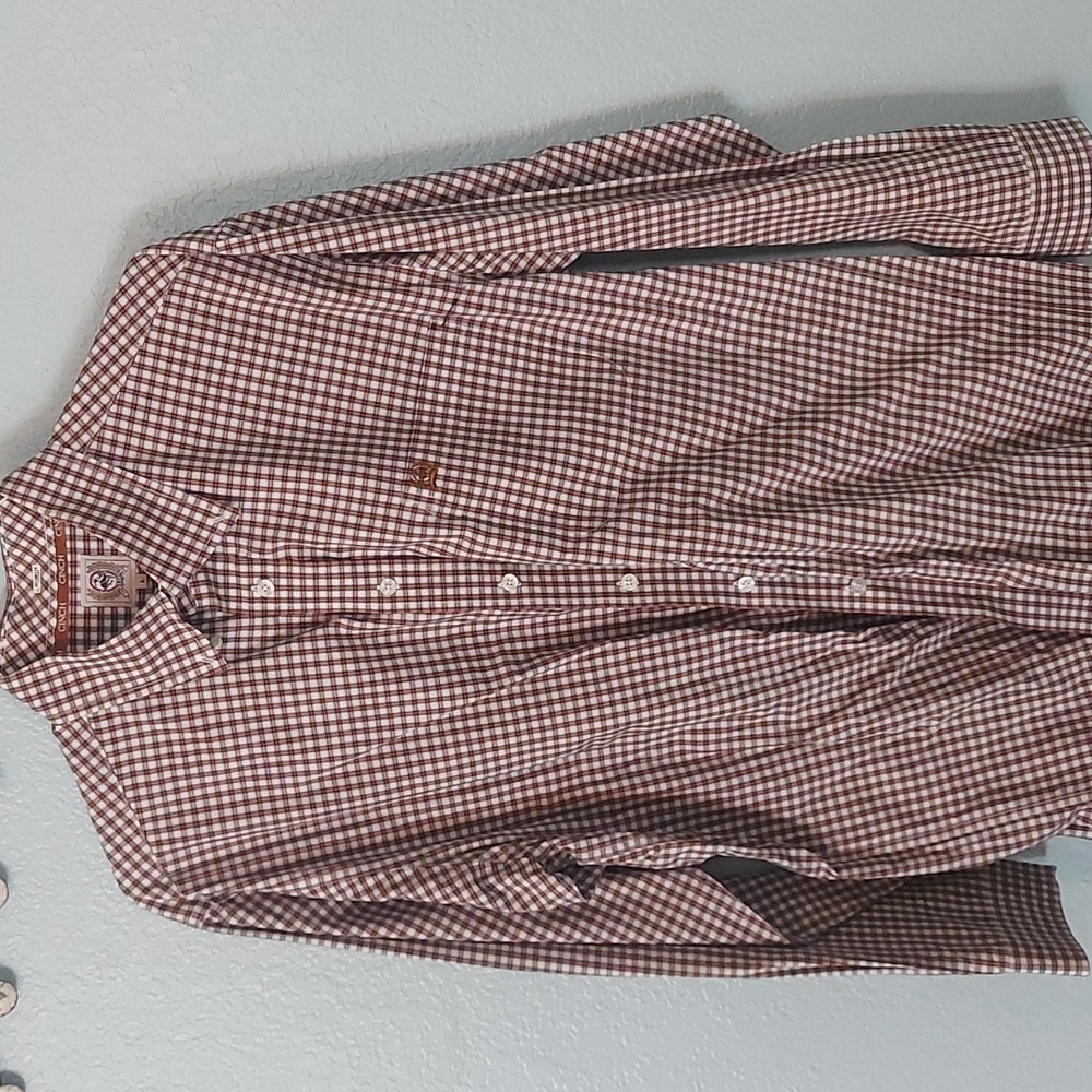 CINCH Brown and white plaid Men's Button down shirt